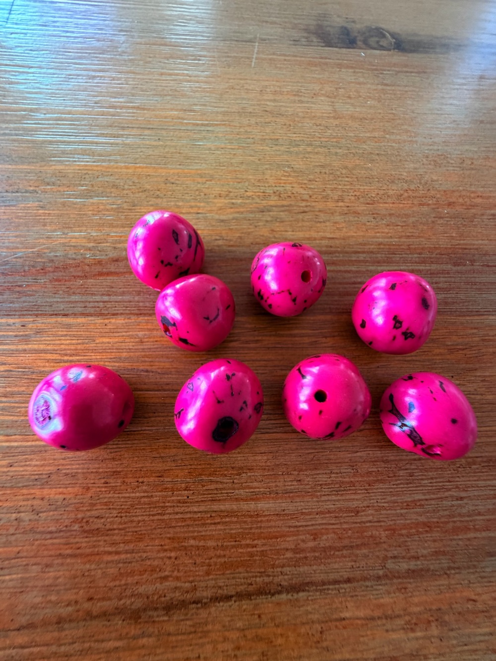 8 Bright Cerise Pink Irregular Round Resin Beads for Jewelry Making 15mm